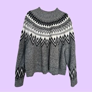 Old Navy Black and White Patterned Turtleneck Sweater